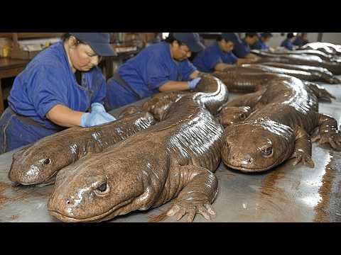 China’s Giant SALAMANDER Farm| How Farmer Harvest & Process MOST Valuable Fish - Salamander Industry