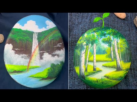 Rock Painting Art Ideas You Can Try at Home | Step by Step Scenic Tutorial