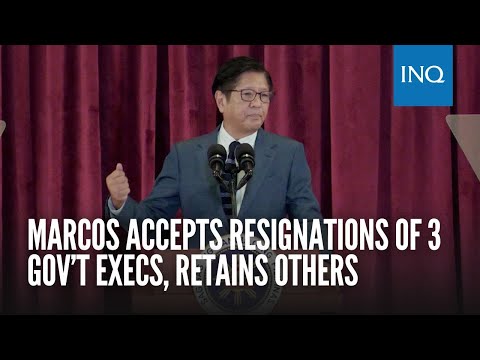 YouTube video thumbnail: Marcos Accepts Resignations of 3 gov’t Execs, Retains Others