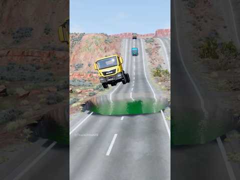 Dump trucks vs giant water pit part897 #shortvideo #beamngdrive #shorts #india #gaming #truck #usa