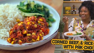 Corned Beef & Rice With Pak Choi