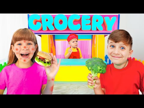 Healthy Food vs Junk Food Challenge + More Diana and Roma English