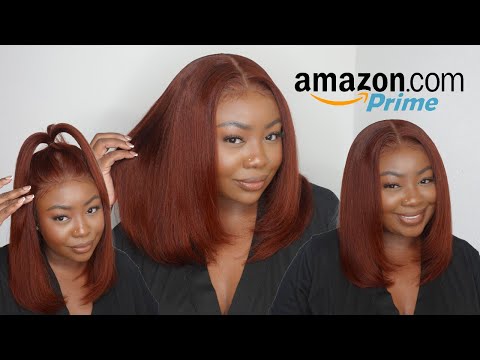 Viral Reddish Brown Yaki Straight Bob (Amazon Prime Wig Install) ft. Unice
