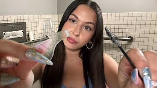 ASMR $5 “Lash Lift” in the school bathroom🫣