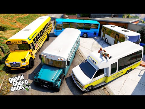 GTA 5 - Stealing Luxury Bus with Franklin! (Real Life Cars #289)