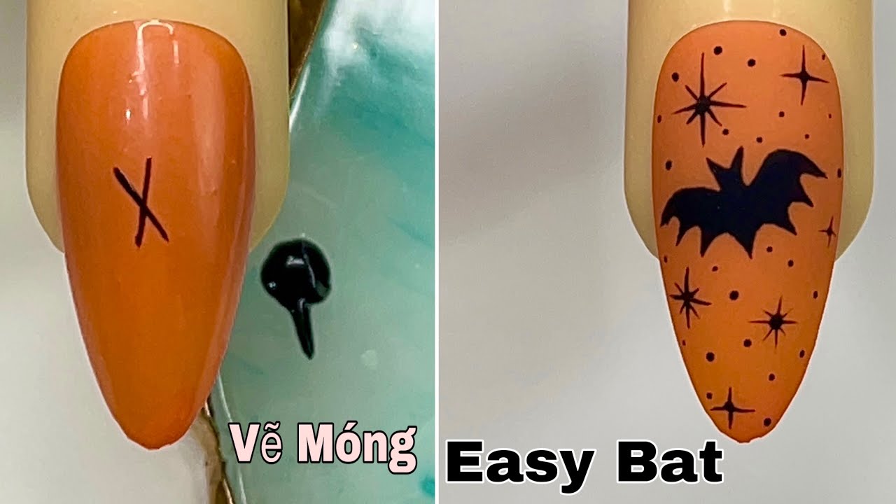 Easy Bat Nail Art For Beginner