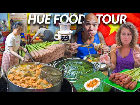 ICONIC Vietnamese Street Food in Hue Vietnam - Bun Bo Hue & EPIC Pork Skewers + Huế Street Food Tour