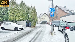 [4K-60fps] Relaxing walk through snow in a small town in Germany