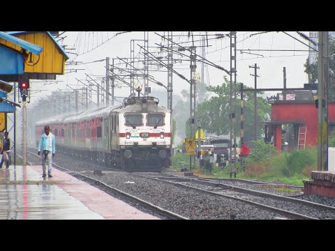 TRAIN IN RAIN || Shrill Honker WAP7 with Kamakhya BRAHMAPUTRA MAIL !!