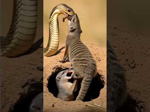 새끼를 지키는 어미 몽구스(Mother mongoose protecting her baby)