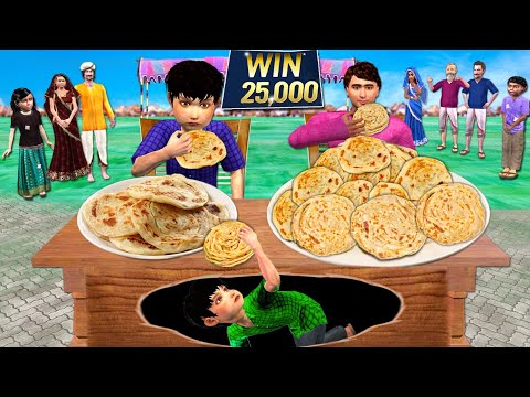 20 Plates Lachha Paratha Eating Challenge Judwaa Cheating Street Food Hindi Kahaniya Hindi Stories