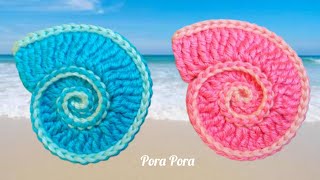 Crochet Seashell Coaster I Crochet Ocean Animal I Crochet Seashell Applique