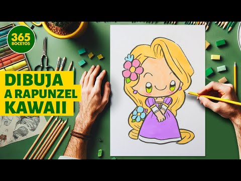 Aprende a Dibujar a Rapunzel Kawaii 🌟 Fácil y Paso a Paso