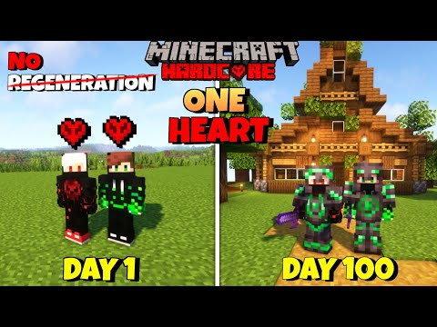 We Survived 100 Days On One Heart Ultra Hardcore Mode In Minecraft | Duo 100 Days