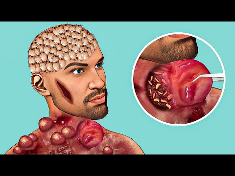 ASMR Remove Big Acne & Worm & maggot Infected Face | Skincare |ASMR| Animation|Satisfying