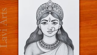 How to make durga mata drawing easy | Durga puga theme drawing | Navratri drawing | mataji drawing 