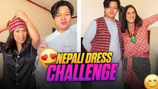 Nepali Dress Challenge 👗 Taking *Public* Reaction 😛Part -1 | Funny *Couple* Vlogs #couple #vlog