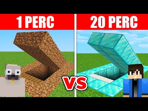 1 PERC VS 20 PERC REJTETT HÁZ ÉPÍTŐ KIHÍVÁS A MINECRAFTBAN!