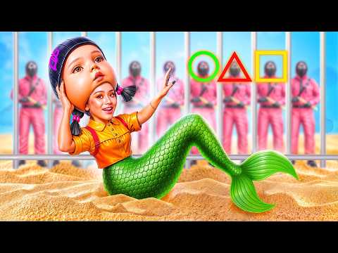Squid Game Doll Becomes a Mermaid in Jail?! Mermaid Makeover Challenge!