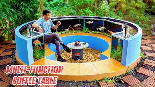 Creative and functional centerpiece aquarium coffee table for cafés