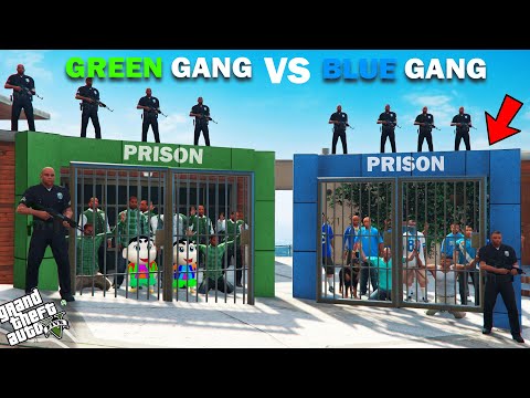 Franklin Blue Gang VS Shinchan Green Gang Arrested In Prison In GTA 5!