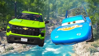 Şimşek McQueen Ekibi vs Güçlü Pikap Arabalar OffRoad Parkurunda - GTA 5 MODS