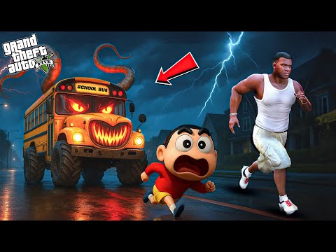 Franklin & Shinchan Found A Cursed Killer Bus In GTA 5