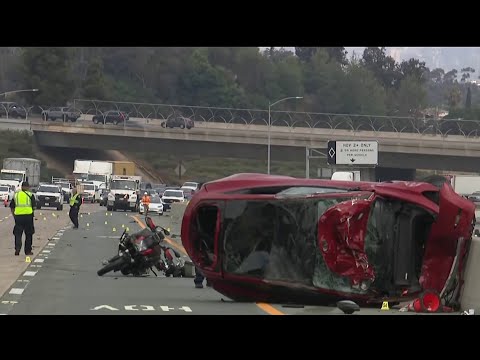 Tesla driver ‘intentionally' drove into motorcyclist, killing him on I-805, CHP says | NBC 7