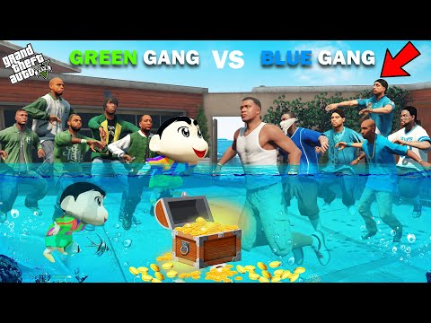 Franklin Blue Gang VS Shinchan Green Gang Underwater Exploration Challenge In GTA 5!