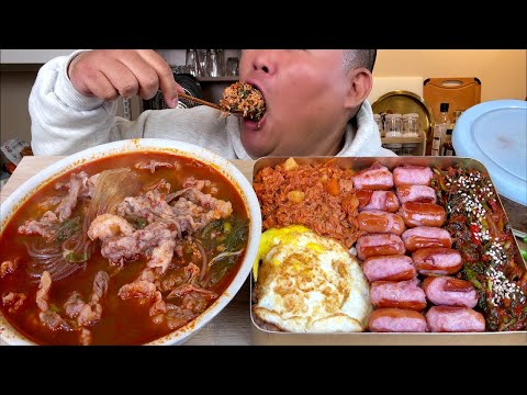 얼큰이 차돌국밥 + 옛날소시지도시락 역시 도시락 까먹는 맛이 최고 입디다 MUKBANG