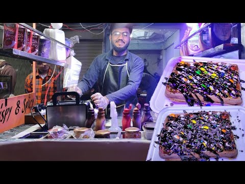Waffle Making | NUTELLA CHOCOLATE DESSERT | NUTELLA, ICE CREAM, MARSHMALLOW & WAFER | Street Food.