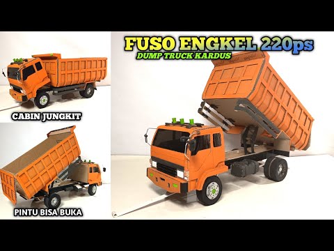 MEMBUAT MINIATUR  FUSO ENGKEL 220ps DUMP TRUCK  || MINIATUR KARDUS
