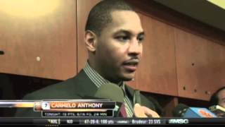 KNICKS vs MAGIC 4/5/2012 CARMELO ANTHONY POST GAME INTERVIEW