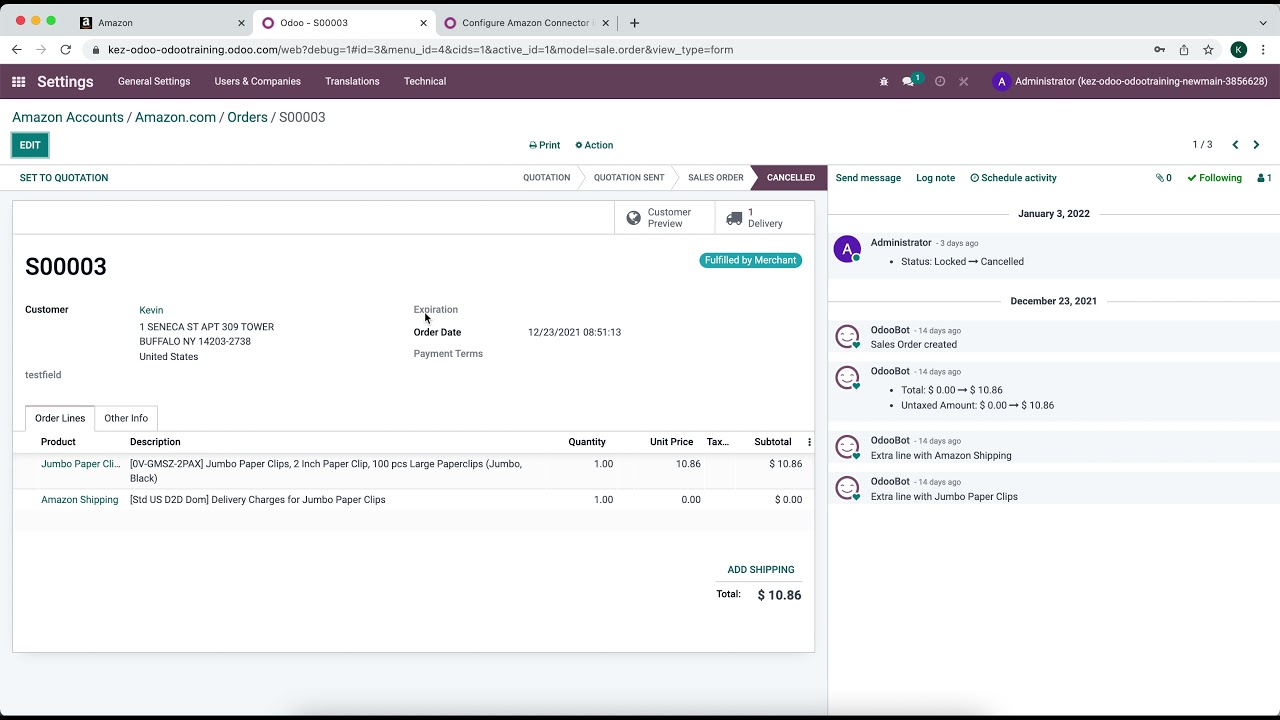 How to connect Amazon to Odoo V15 | 1/6/2022

In this video I explain exactly how to configure and set up your Amazon account with Odoo. The Amazon connector works for ...
