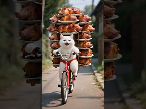 Kitten attack pigs and enjoy with ladies.😹