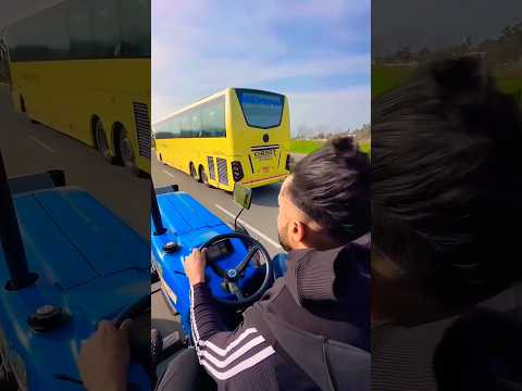 Tractor overtakes the Mercedes Benz Bus in Punjab #bus #tractor #travel #automobile #driver #zingbus