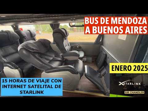 VIAJE EN BUS DE 15 HORAS ENTRE MENDOZA Y BUENOS AIRES CON STARLINK FUNCIONANDO - ENERO 2025