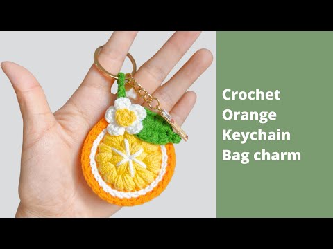 How to Crochet Keychain Orange Bag Charm Accessory | Easy Crochet for Beginners 🧶