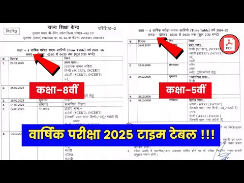 5वी और 8वी की वार्षिक परीक्षा 2025 का टाइम टेबल जारी | Class 5th & 8th Time Table 2025