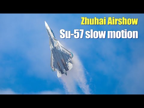 Su-57 slow motion flying in Zhuhai Airshow