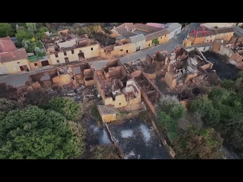 YouTube video thumbnail: Drone Footage Shows Aftermath of Spain Wildfires