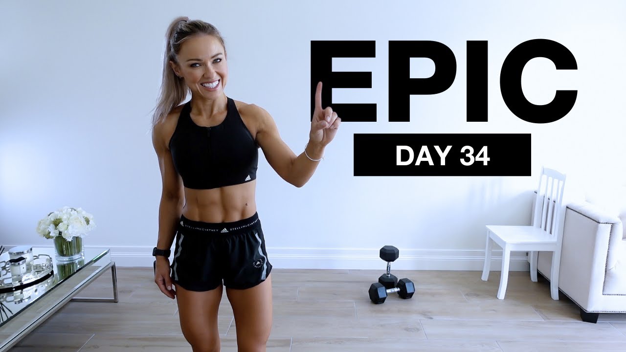 Day 34 of EPIC - 1 Hour FULL BODY WORKOUT with Dumbbells & Bodyweight - Caroline Girvan