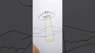How to Draw an UFO | Easy Flying Saucer Alien Spaceship Drawing Tutorial