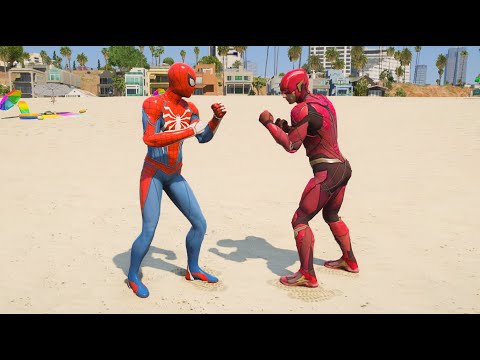 GTA 5 SUPER-HEROES COMPILATION MOMENTS | SPIDER-MAN VS FLASH