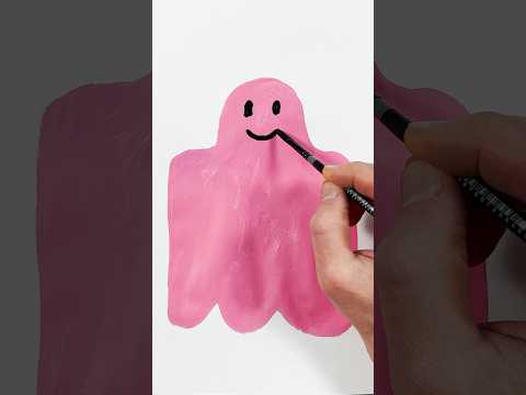 Pink Ghost! Acrylic Painting for Kids! #shortsvideo #painting #shorts #art