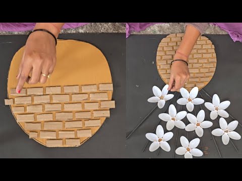 Amazing Home Decoration craft idea | Waste Plastic spoons and cardboard using wall decor | DIY craft