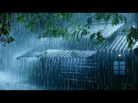 Fall Asleep Fast & Easy in 3 Minutes with Torrential Rain on Metal Roof & Strong Thunder at Night