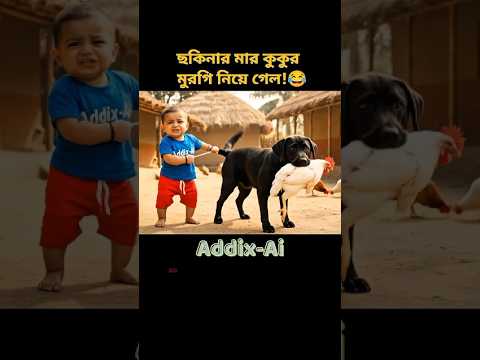 ছকিনার মার কুকুর মুরগি নিয়ে পালিয়ে গেল! 🐕😂 #funny #veo3
