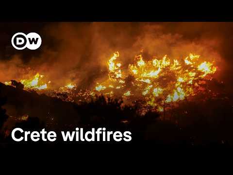 YouTube video thumbnail: Crete Wildfires Force 5,000 Residents and Tourists to Evacuate