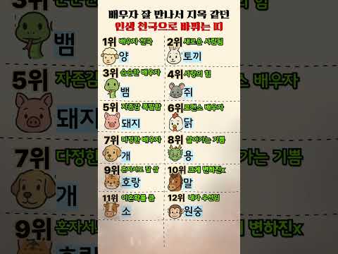 배우자 잘 만나서 지옥 같던 인생 천국으로 바뀌는 띠